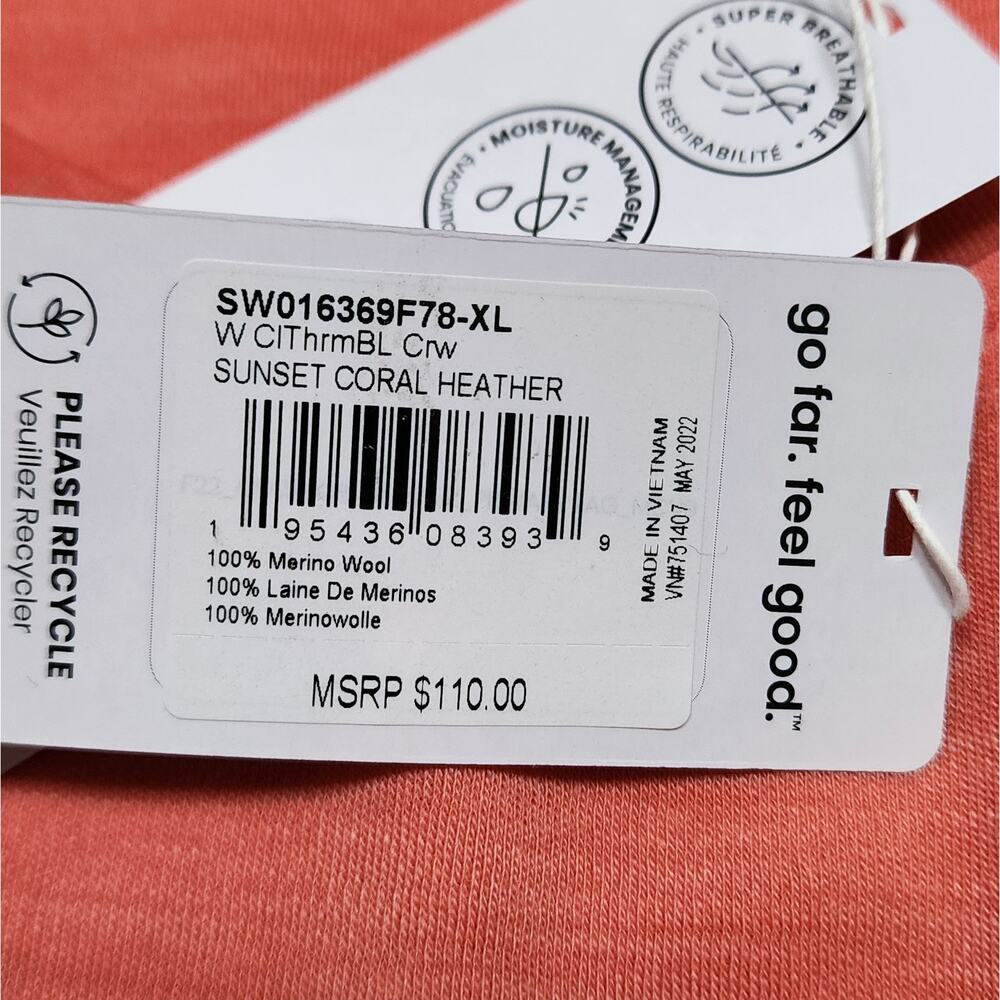 Smartwool Women's Classic Thermal Merino Wool Base Layer Crew Size XL NWT - Picture 8 of 8